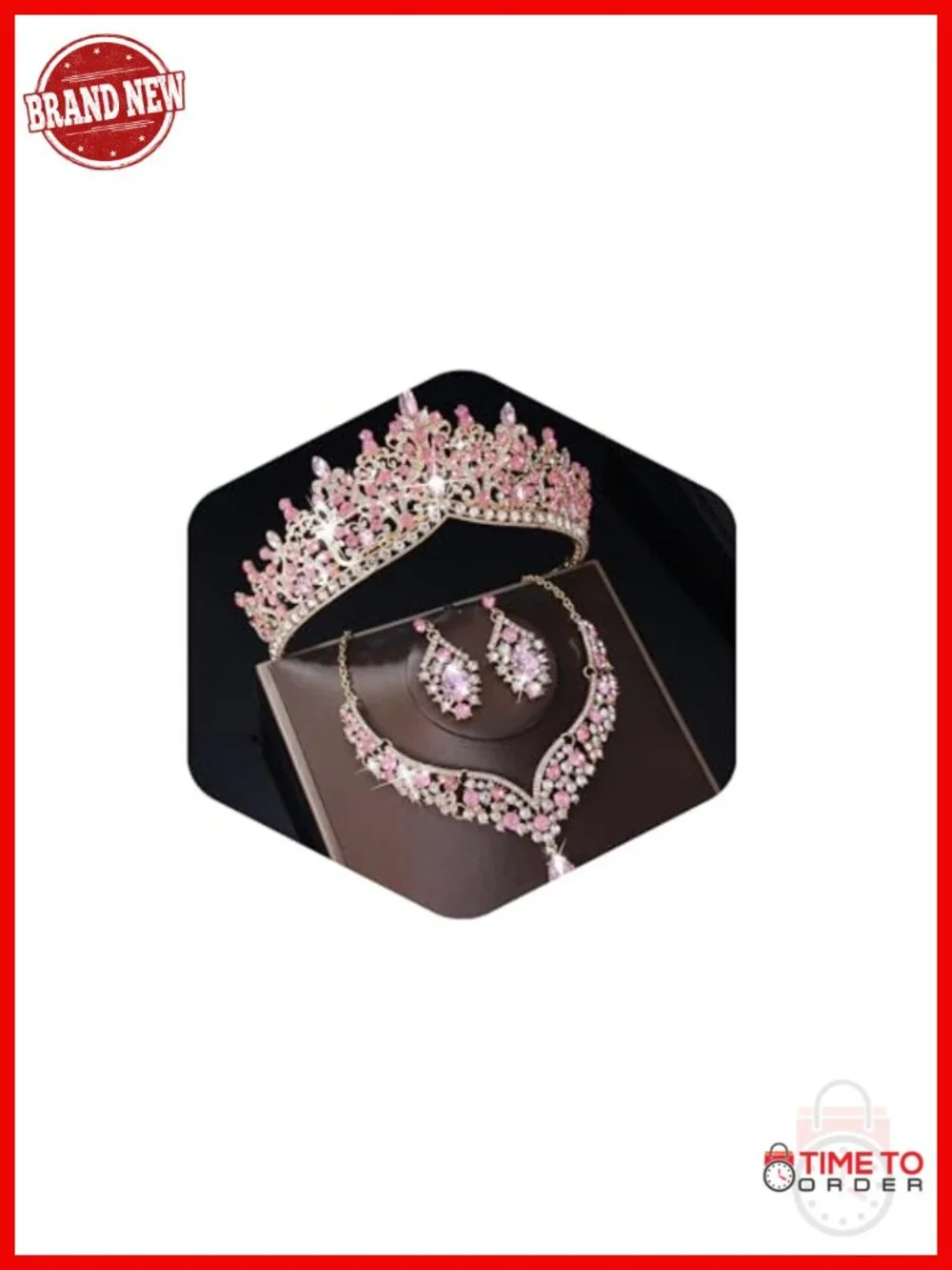 Crystal Bridal Jewelry Set with Tiara, Earrings, Necklace for Wedding Prom